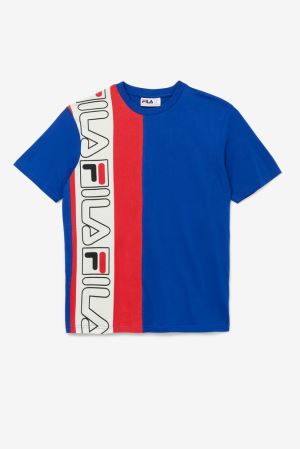 FILA Dixon Tee Shirts Blue / Red,Mens Clothing | CA.BEHCIJ209